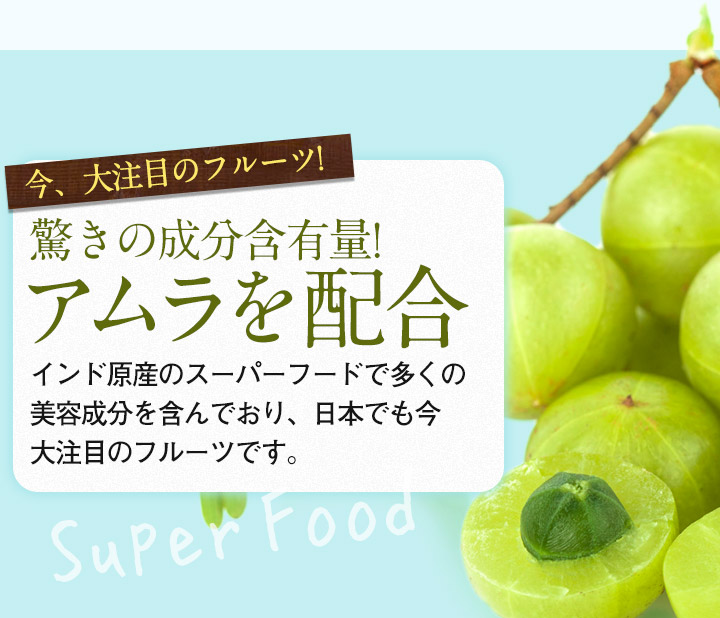 今、大注目のフルーツ! 驚きの成分含有量! アムラを配合