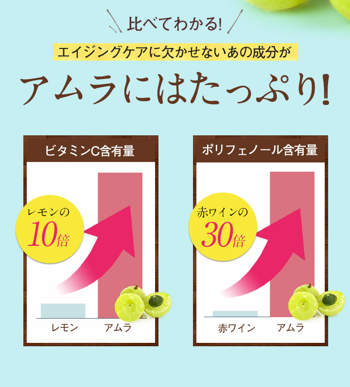 比べてわかる! エイジングケアに欠かせないあの成分がアムラにはたっぷり!!